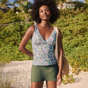 Women's V-Neck Plunge X Back Tankini Top