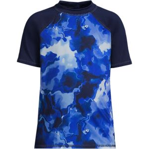 Boys Chlorine Resistant Short Sleeve Crew Neck UPF 50 Rash Guard