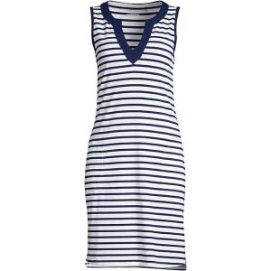 Women's Cotton Jersey Sleeveless Swim Cover-up Dress Print