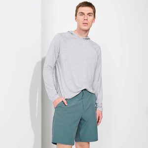 Men's SunShade UPF 50 Cooling Long Sleeve Hooded Swim Tee Rash Guard