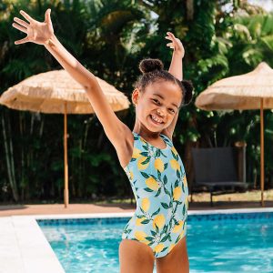 Girls Chlorine Resistant One Piece Swimsuit