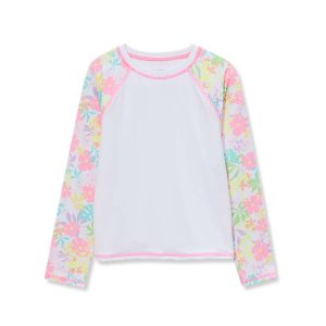 Girls Chlorine Resistant Long Sleeve Crew Neck Rash Guard