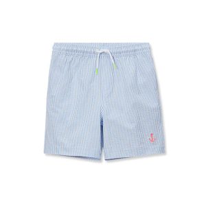 Boys Chlorine Resistant Seersucker Swim Trunks with Mesh Liner