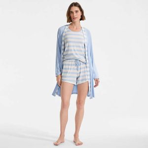 Women's Cooling 3 Piece Pajama Set - Robe Tank and Shorts