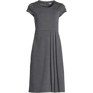 Women's Cap Sleeve Box Pleat Ponte Dress