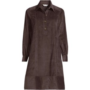 Women's Wide Wale Cord Popover Long Sleeve Shirt Dress