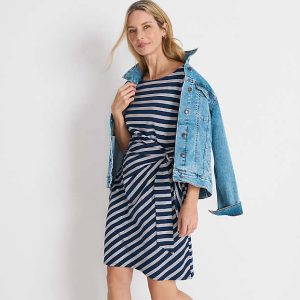 Women's Short Sleeve Cotton Modal Wrap Above the Knee Dress
