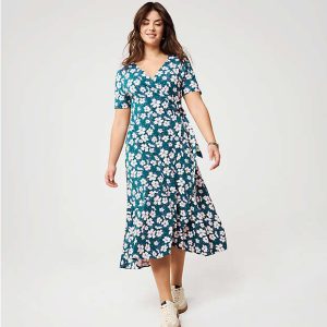 Women's Cotton Modal Vneck Wrap Midi Dress