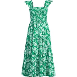 Women's Cotton Dobby Smocked Dress with Ruffle Straps