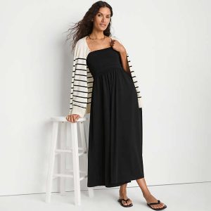 Women's Cupro Bandeau Maxi Dress with Removable Straps