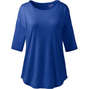 Women's Supima Micro Modal Elbow Sleeve Balletneck Curved Hem Top