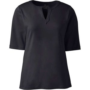 Women's Cotton Polyester Modern Half Sleeve Splitneck