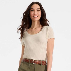 Women's Short Sleeve Lightweight Jersey Scoop Neck T-shirt