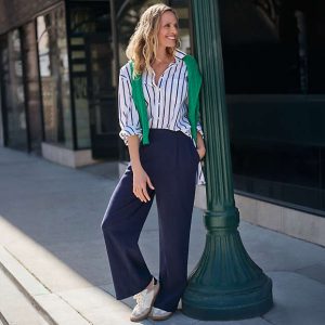 Women's Sport Knit High Rise Pleated Wide Leg Pants