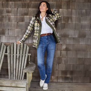 Women's Soft Denim High Rise Rail Straight Leg Utility Jeans