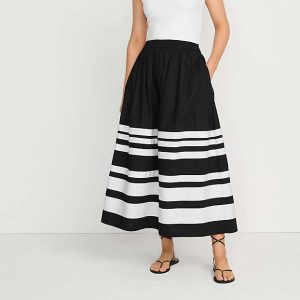 Women's Poplin Pull On Striped Maxi Skirt