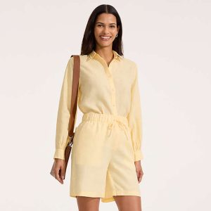 Women's Linen High Rise Pull On 7" Shorts