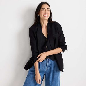 Women's Linen Double Breasted Blazer