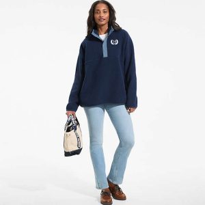 Unisex Snap Neck Fleece Pullover
