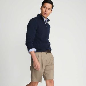 Men's No Iron 9" Comfort Waist Pleated Front Chino Short