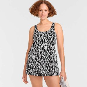 Women's Scoop Neck Mini Swim Dress Swimsuit