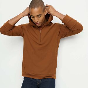 Men's Long Sleeve Waffle Quarter Zip Hoodie