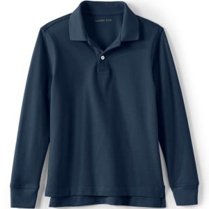 School Uniform Long Sleeve Mesh Polo Shirt