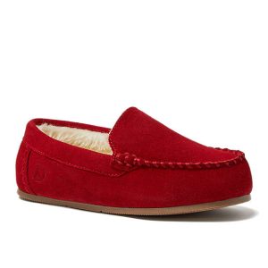 Kids Fuzzy Lined Suede Moccasin Slippers