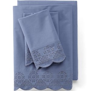 300 Thread Count Cotton Percale Eyelet Bed Sheets