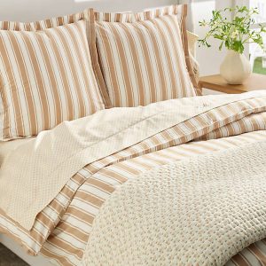 300 Thread Count Cotton Smooth Percale Yarn-Dyed Bedding
