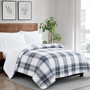 Cannon Cozy Teddy Plaid Sweater Knit Blanket