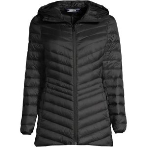 School Uniform Women's Wanderweight Packable Down Hooded Long Jacket
