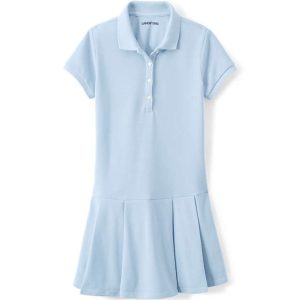 School Uniform Girls Short Sleeve Mesh Pleated Polo Dress