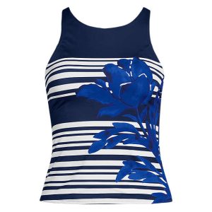 Women's Mastectomy Tugless High Neck Strappy Back Tankini Swimsuit Top